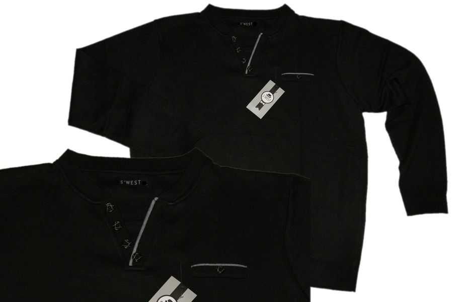 Duży SWETER swetr MĘSKI cienki 4XL szer.134 cm CZARNY serek guziki