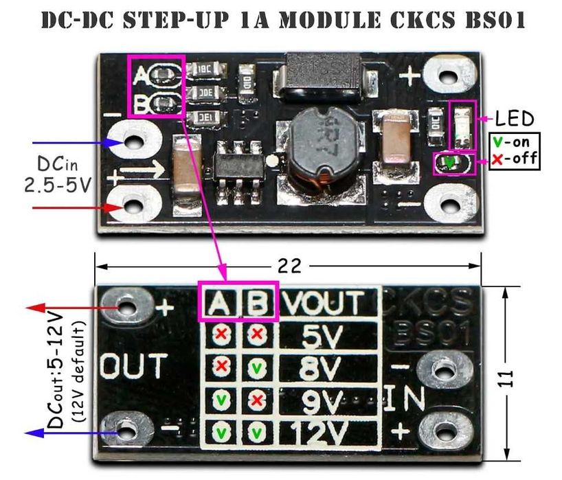 Модуль Dc-Dc Step up 2v_28v/5-12v_2А MT3608 converter electronic