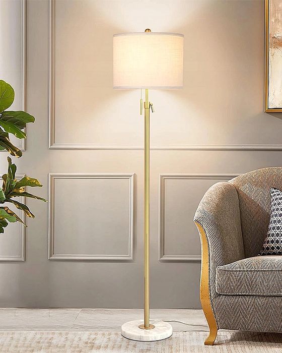 Złota Lampa Podłogowa Stojąca Regulowana E27 Loft Abażur Nowoczesna Sa