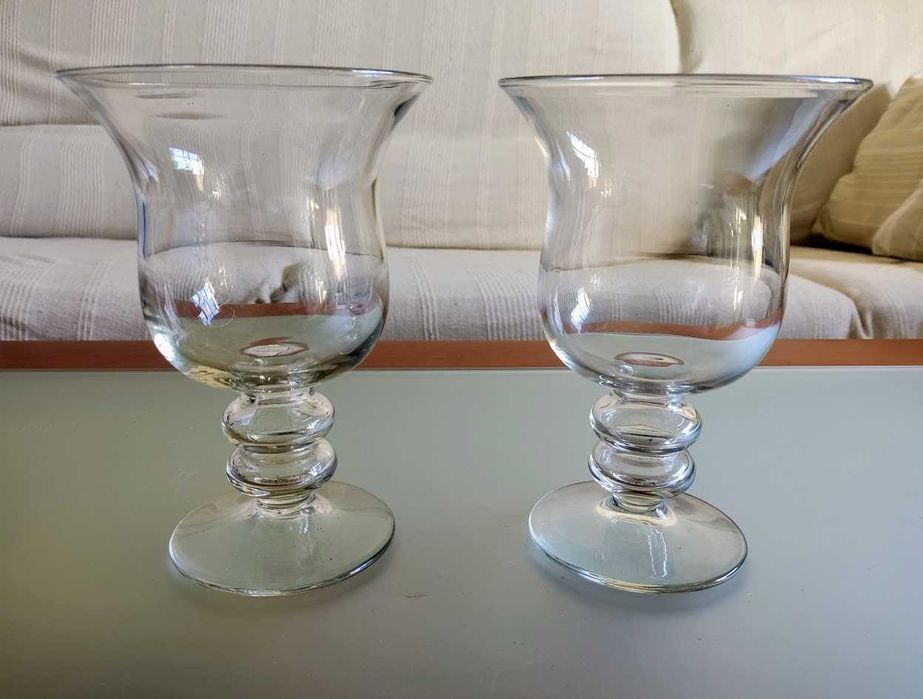 Par de porta velas em vidro Marinha Grande