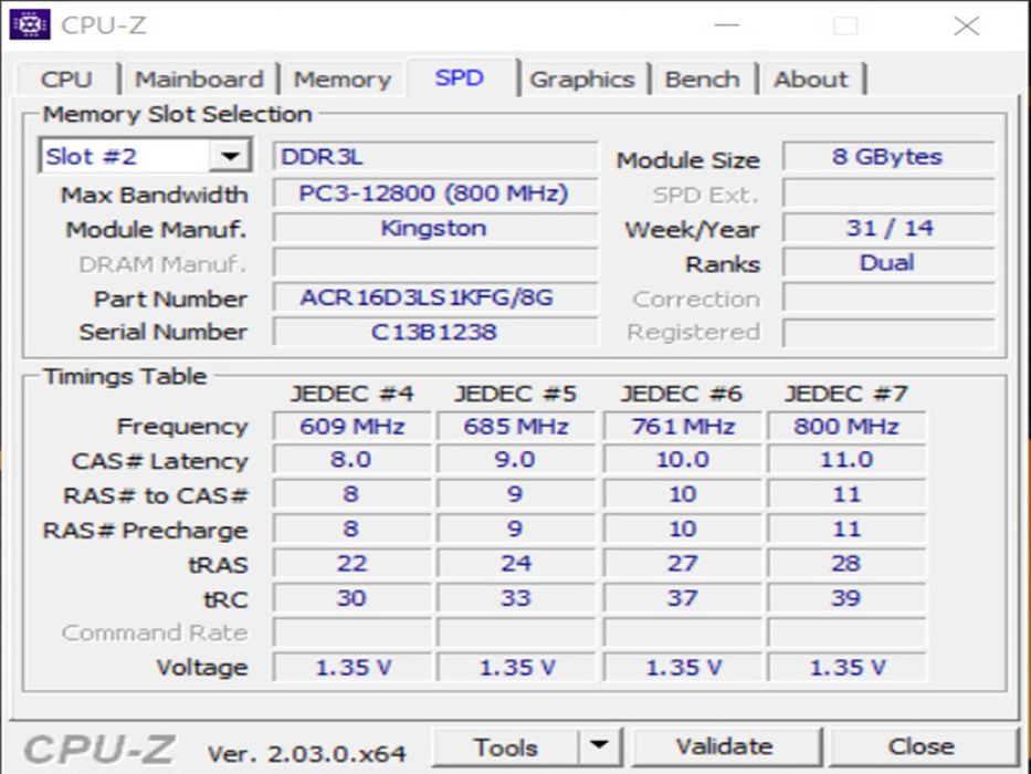 DDR3 16GB KingSton 12800 L