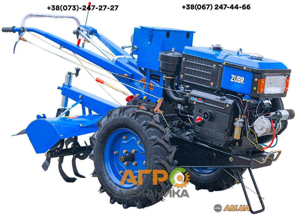 Мотоблок Зубр JR-Q12E, 12 к.с., дизель, рідинне (з фрезою)