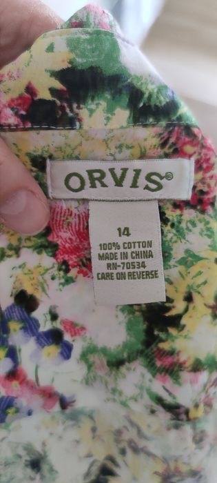Koszula biała we wzory L/XL Orvis 100% bawełna