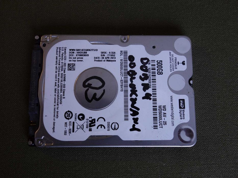Dysk twardy 500 GB 2,5" Western Digital WD50000LUCT - używany sprawny