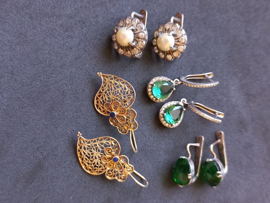 Серьги серебро 925проба и 875проба