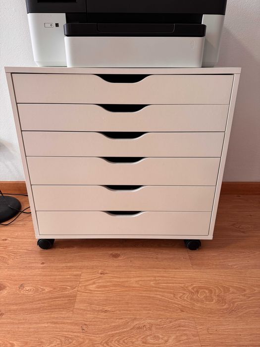 IKEA ALEX – Bloco de 6 gavetas com rodas – Branco