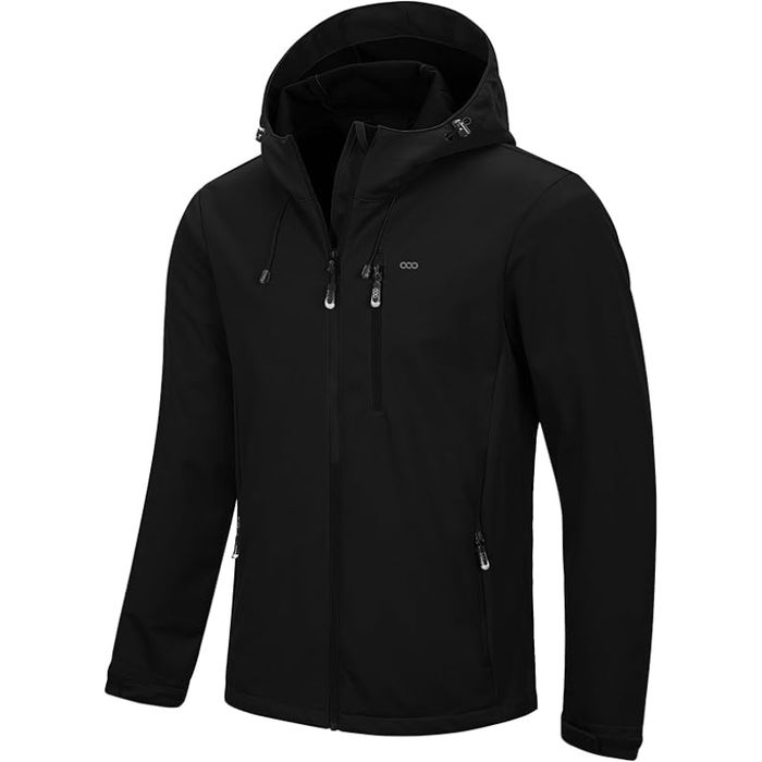 Męska Kurtka Softshell Wodoodporna 8000 mm z Kapturem Czarna S Lekka