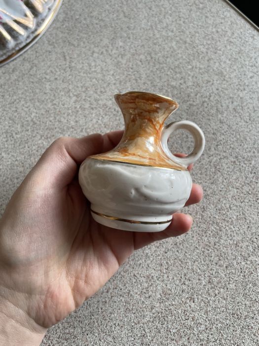 świecznik prl porcelanowy marmurkowy wzór świeca Kraków