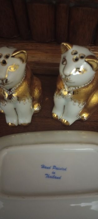 Przyprawniki porcelana pozłacana 24k