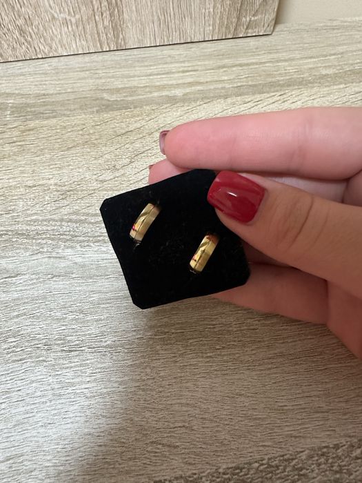 Сережки-кільця Boccia Titanium з матовим і полірованим позолоченим покриттям, 15 мм