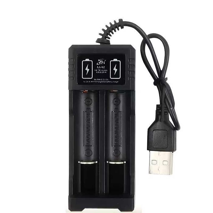 Універсальний USB зарядний пристрій для акумуляторів з двома слотами
