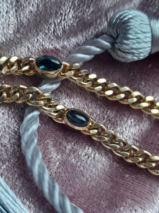 Retro Bransoletka  8.3g Złoto 585 Szafiry Nat. WYCENA