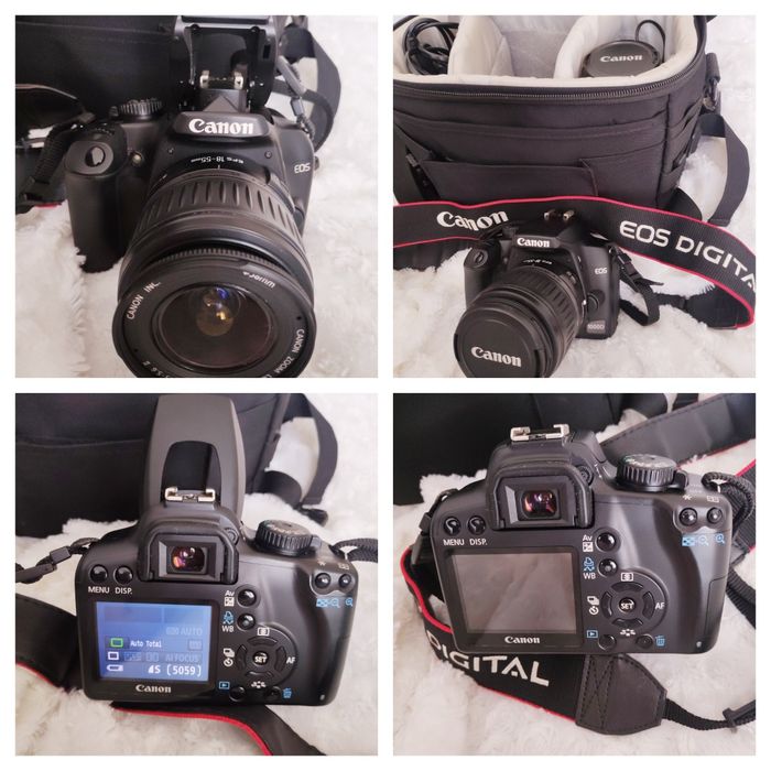 Canon EOS 1000D com acessórios