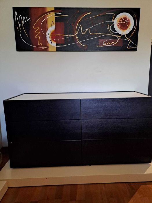 Mobília Quarto de Casal wengue e lacado bege alto brilho (usado)