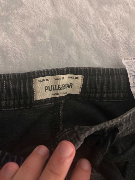 Calças Jogger Denim Pull&Bear M Cinzento Washed - Como Novas
