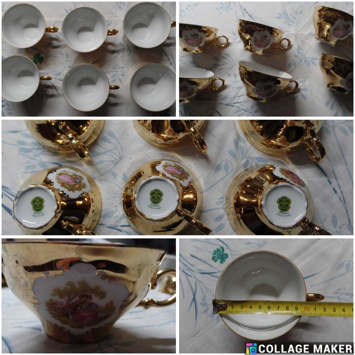 Conjunto Serviço Germany Gold 22Krt Bavaria excelente estado (907)
