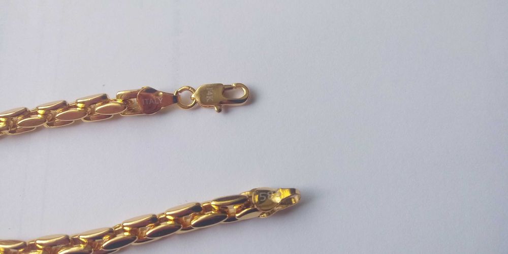 Złota bransoletka,splot ankier,pozłacana bransoletka,14k,585,italy,PP