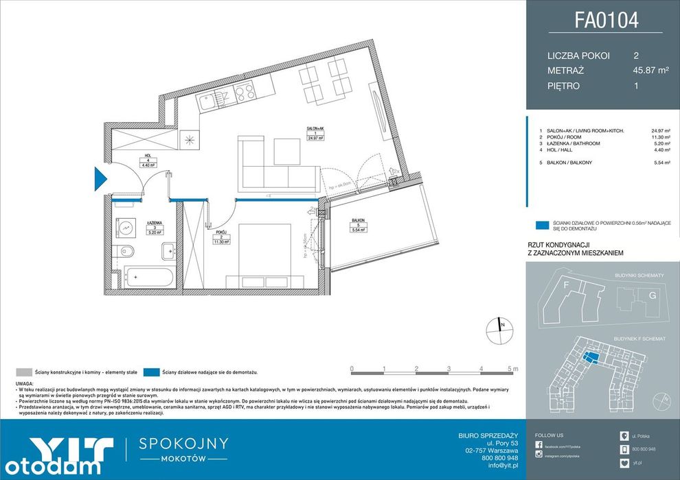 2-pokojowe mieszkanie 45m2 + balkon Bezpośrednio