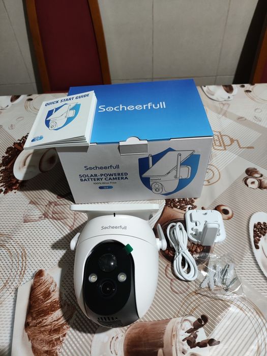 Câmara vigilância 360° PTZ WiFi exterior com painel solar, sem cabos
