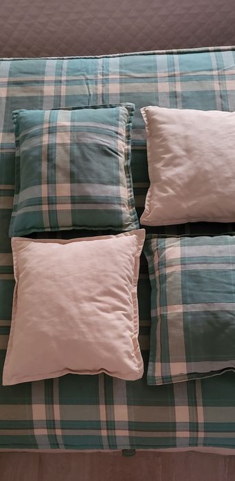 Colcha cama solteiro+ 4 almofadas+cortinado