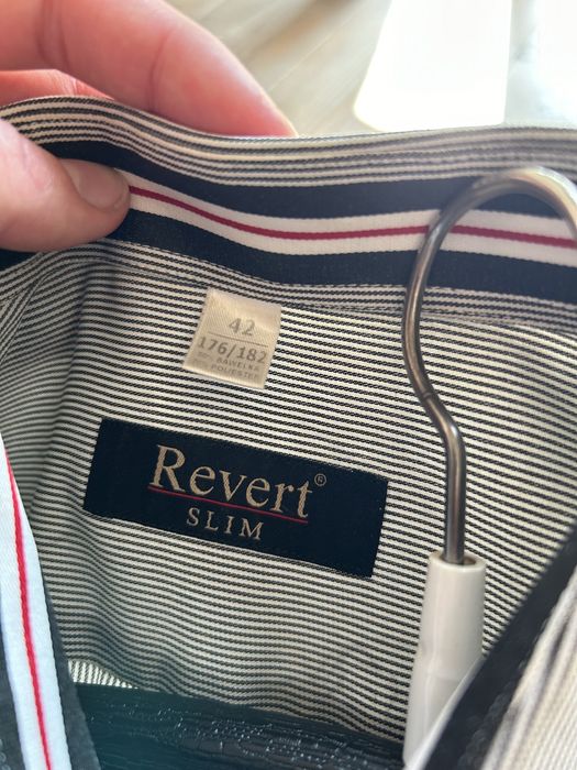 Koszula męska Revert Slim 42 szara w paski