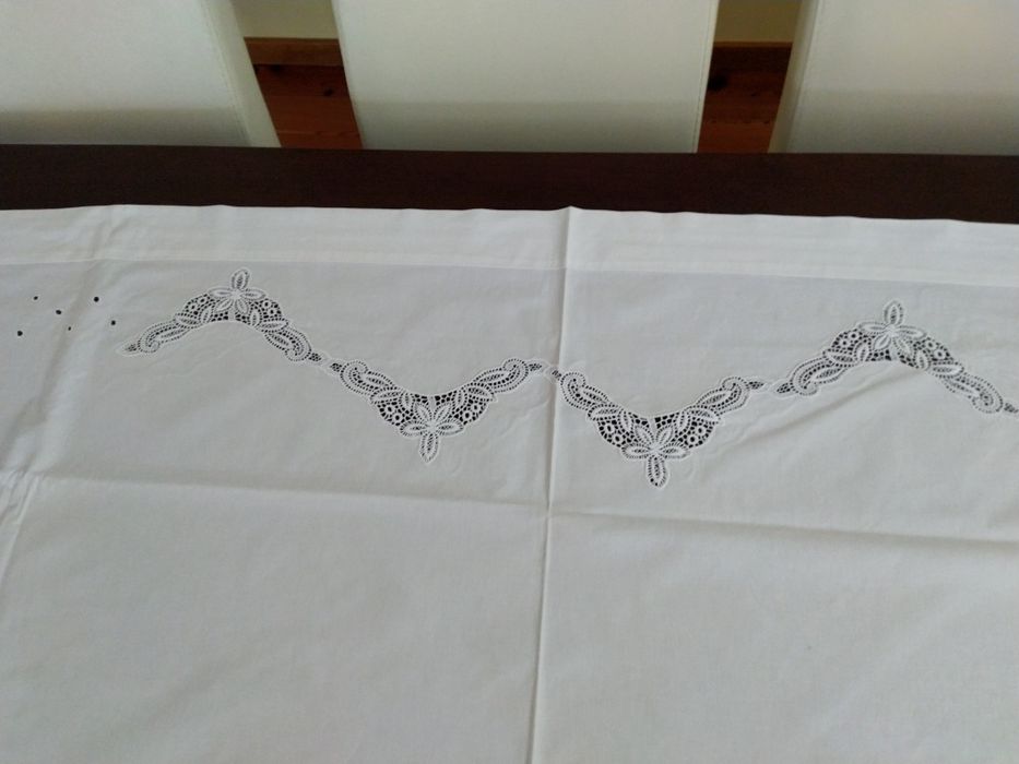 Lençol de casal e duas almofadas de algodão antigo, novo