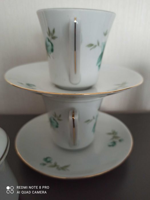Filiżanki, cukiernica, mlecznik, stara porcelana Wałbrzych