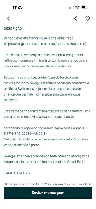 Micuna Cama , berço 2 em 1 . Elegante e evolutiva acompanha o bebe ate aos 5 anos
