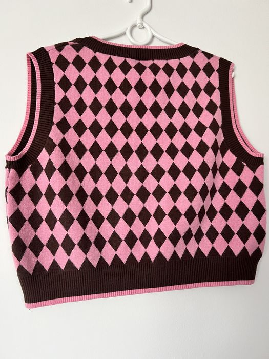 różowo-brązowa kamizelka swetrowa Stradivarius M 38