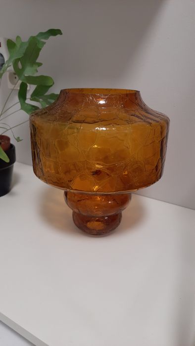 Klosz do lampy szklany duży, vintage, PRL