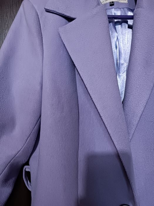 Жіноче пальто беж клітинка, лаванда демісезонне