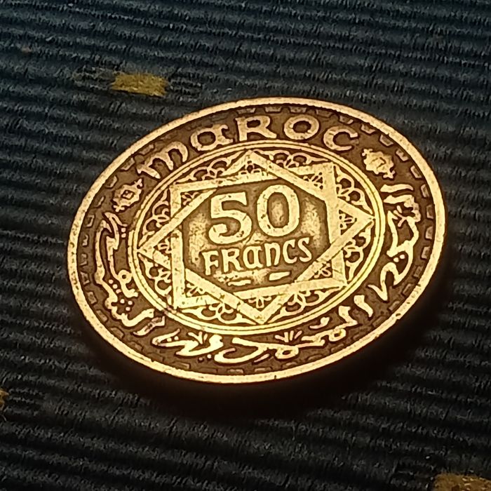 diram moeda marrocos 50 francos ano 1371
