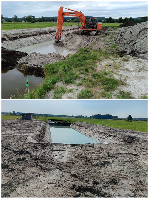 Kopanie i czyszczenie stawów, wyburzenia, korytowanie dróg