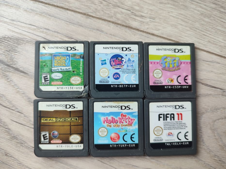 Zestaw gier dzieci 6x Nintendo DS Fifa Fifi Deal no deal Hello Kitty