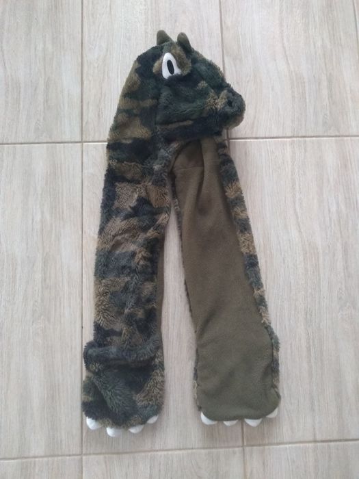 Czapka zimowa dla chłopca dinozaur krokodyl z szalikiem