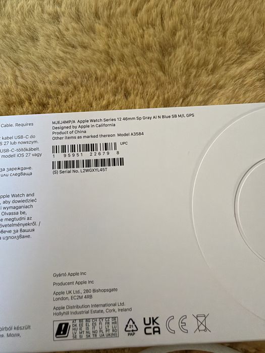 Apple Watch 12 46 mm GPS, space grey, nieużywany