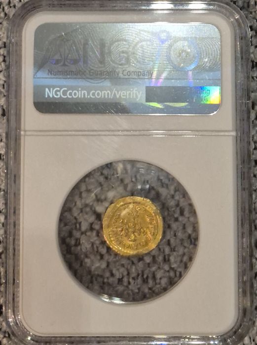 Bizancjum, Justin I 518-527 Tremissis - grading NGC