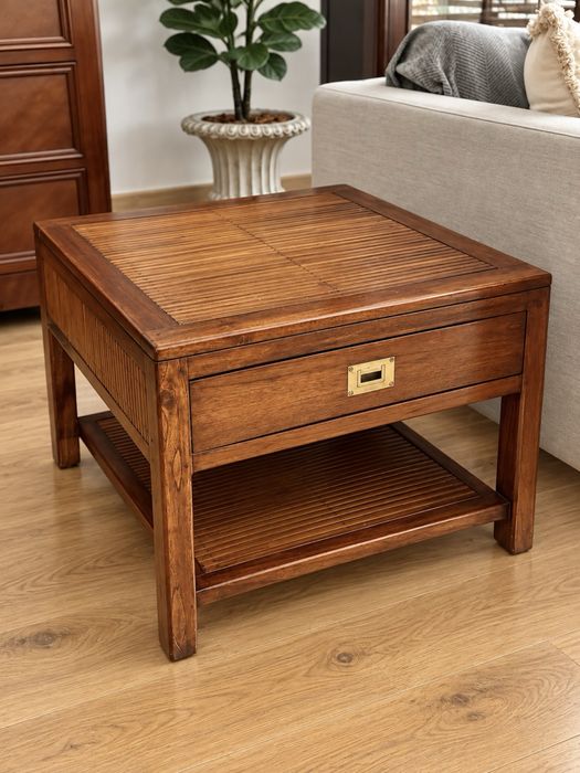 mesa centro apoio movel aparador sala teca bambu oriental rustica