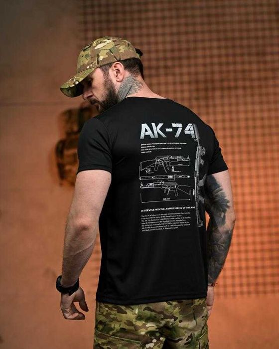 Тактична футболка AK-74 Coolmax чорна Без передоплати