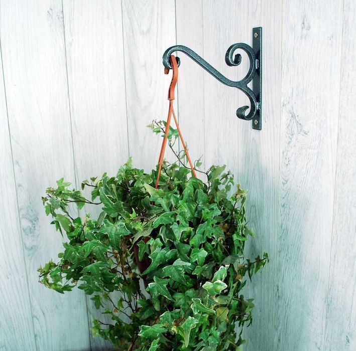 Wieszak Hak Uchwyt metalowy kuty na doniczkę - Srebrny Antyczny (W40)