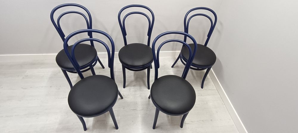 Krzesła gięte Thonet Fameg Radomsko a14 nowe 5szt granatowe