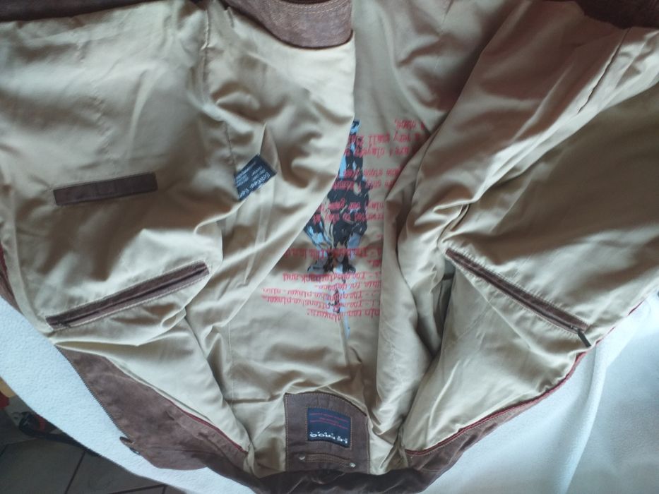 Kurtka skórzana bomberka pilotka lampasy skóra zamsz biker