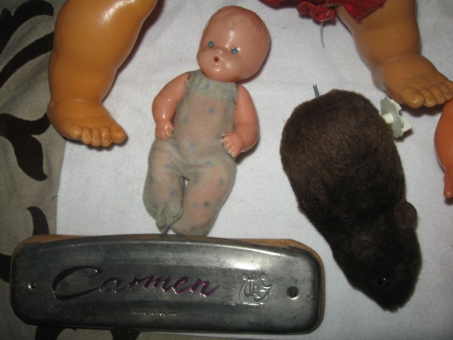 Lalka Lala Piesek Miś Plastuś Harmonijka Bąk Zabawka z PRL Polskie