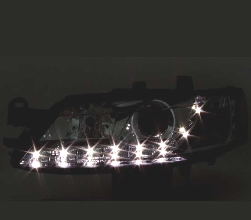 FARÓIS OPEL VECTRA B 99-02 LUZ DIURNA LED FUNDO NEGRO