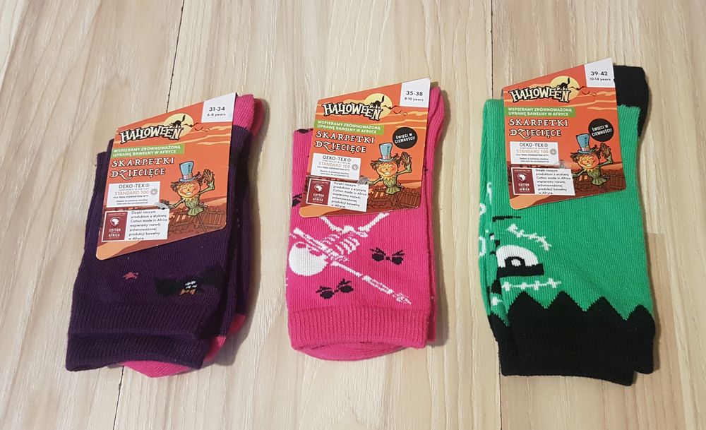 Halloween skarpety skarpetki świecące szkielet czaszki