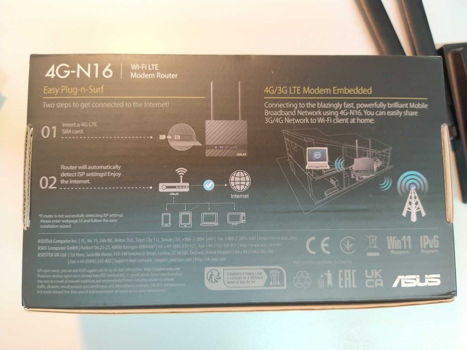 ASUS 4G-N16 N300 4G LTE - Router de rede móvel NOVO