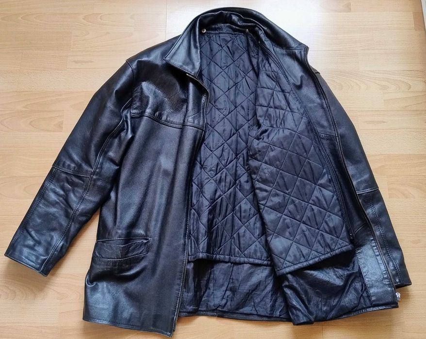 Kurtka skórzana męska czarna z podpinką - SKÓRA 100%