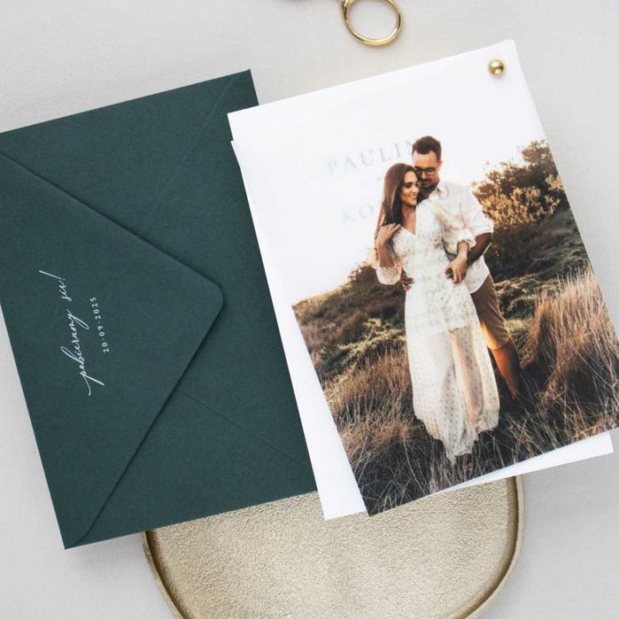 Zaproszenia ślubne ze zdjęcie, minimalistyczne, ślub, wesele
