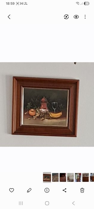 Diversos quadros a óleo e estampa, 2 euros cada