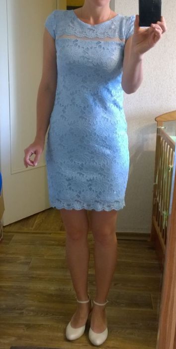 Сукня коктейльна плаття блакитного кольору мереживне ажурне